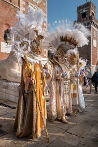 Gefiederte Adlige beim Karneval in Venedig 2024