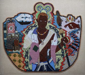 Big Chief Demond Melancon, Abgetrennter Arm, in der Corderia des Arsenals in Venedig, Biennale 2026