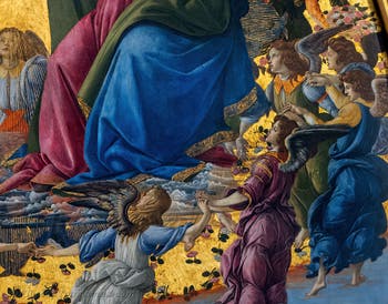 Sandro Botticelli, Krönung der Jungfrau Maria, St. Johannes Evangelist, St. Augustinus, St. Hieronymus und St. Eloi, 1490, Galerie Uffizien, Florenz Italien