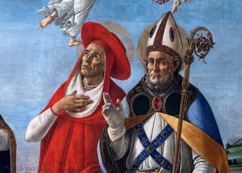 Sandro Botticelli, Krönung der Jungfrau Maria, St. Johannes Evangelist, St. Augustinus, St. Hieronymus und St. Eligius, 1490, Galerie Uffizien, Florenz Italien