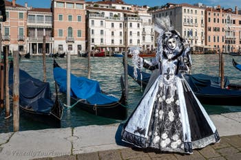 Die Kostümierten des venezianischen Karnevals vor der Madonna della Salute.