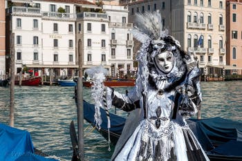 Die Kostümierten des venezianischen Karnevals vor der Madonna della Salute.