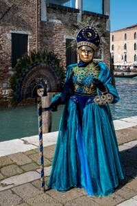 Die Kostümierten des venezianischen Karnevals vor der Madonna della Salute.