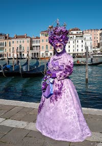 Die Kostümierten des venezianischen Karnevals vor der Madonna della Salute.