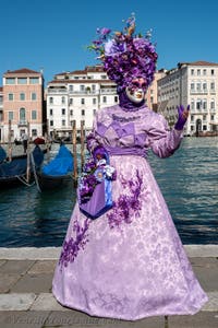 Die Kostümierten des venezianischen Karnevals vor der Madonna della Salute.