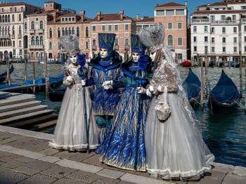 Die Kostümierten des venezianischen Karnevals vor der Madonna della Salute.