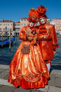 Die Kostümierten des venezianischen Karnevals vor der Madonna della Salute.