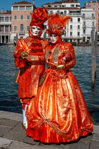 Die Kostümierten des venezianischen Karnevals vor der Madonna della Salute.