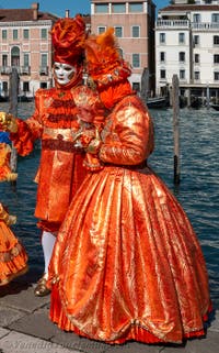 Die Kostümierten des venezianischen Karnevals vor der Madonna della Salute.