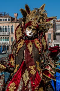 Die Kostümierten des venezianischen Karnevals vor der Madonna della Salute.