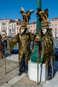 Die Kostümierten des venezianischen Karnevals vor der Madonna della Salute.