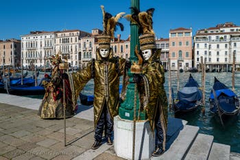 Die Kostümierten des venezianischen Karnevals vor der Madonna della Salute.