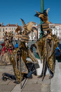 Die Kostümierten des venezianischen Karnevals vor der Madonna della Salute.