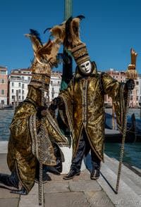 Die Kostümierten des venezianischen Karnevals vor der Madonna della Salute.