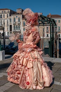 Die Kostümierten des venezianischen Karnevals vor der Madonna della Salute.