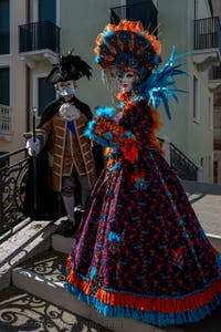 Die Kostümierten des venezianischen Karnevals vor der Madonna della Salute.