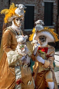 Die Kostümierten des venezianischen Karnevals vor der Madonna della Salute.