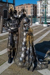 Die Kostümierten des venezianischen Karnevals vor der Madonna della Salute.