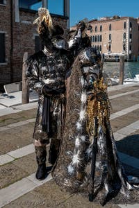 Die Kostümierten des venezianischen Karnevals vor der Madonna della Salute.