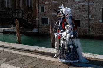 Die Kostümierten des venezianischen Karnevals vor der Madonna della Salute.