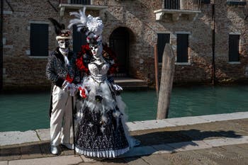 Die Kostümierten des venezianischen Karnevals vor der Madonna della Salute.