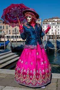 Die Kostümierten des venezianischen Karnevals vor der Madonna della Salute.