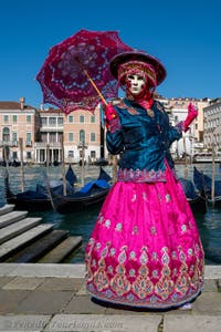 Die Kostümierten des venezianischen Karnevals vor der Madonna della Salute.