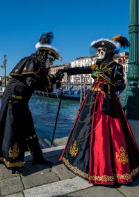 Die Kostümierten des venezianischen Karnevals vor der Madonna della Salute.