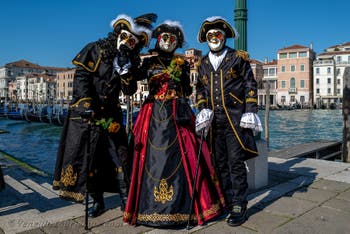 Die Kostümierten des venezianischen Karnevals vor der Madonna della Salute.