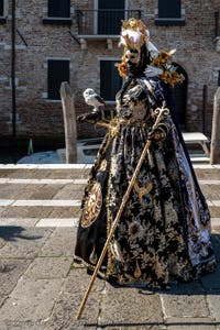 Die Kostümierten des venezianischen Karnevals vor der Madonna della Salute.