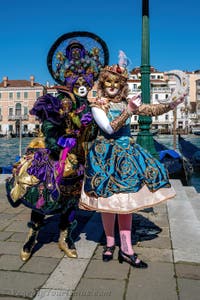 Die Kostümierten des venezianischen Karnevals vor der Madonna della Salute.