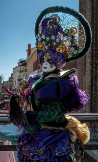 Die Kostümierten des venezianischen Karnevals vor der Madonna della Salute.