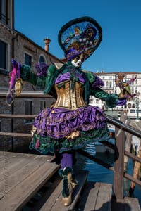 Die Kostümierten des venezianischen Karnevals vor der Madonna della Salute.