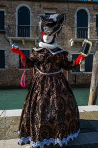 Die Kostümierten des venezianischen Karnevals vor der Madonna della Salute.