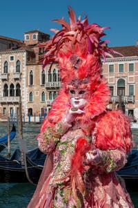 Die Kostümierten des venezianischen Karnevals vor der Madonna della Salute.