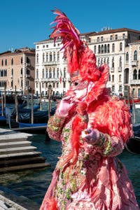 Die Kostümierten des venezianischen Karnevals vor der Madonna della Salute.