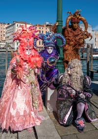 Die Kostümierten des venezianischen Karnevals vor der Madonna della Salute.