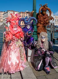 Die Kostümierten des venezianischen Karnevals vor der Madonna della Salute.