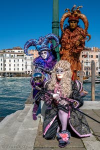 Die Kostümierten des venezianischen Karnevals vor der Madonna della Salute.