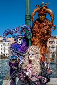 Die Kostümierten des venezianischen Karnevals vor der Madonna della Salute.