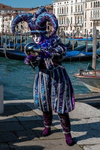 Die Kostümierten des venezianischen Karnevals vor der Madonna della Salute.