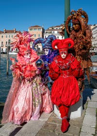 Die Kostümierten des venezianischen Karnevals vor der Madonna della Salute.