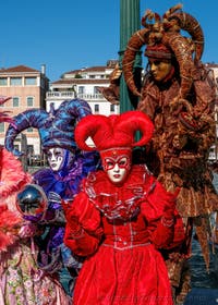 Die Kostümierten des venezianischen Karnevals vor der Madonna della Salute.