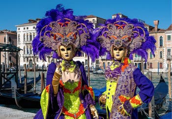 Die Kostümierten des venezianischen Karnevals vor der Madonna della Salute.