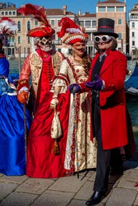 Die Kostümierten des venezianischen Karnevals vor der Madonna della Salute.