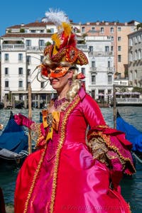 Die Kostümierten des venezianischen Karnevals vor der Madonna della Salute.