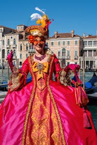 Die Kostümierten des venezianischen Karnevals vor der Madonna della Salute.