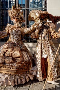 Die Kostümierten der Karnevalsparade von Venedig 2026 in Campo San Lorenzo.