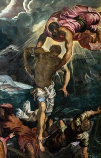 Tintoretto: Der Heilige St Markus rettet einen Sarazenen vor dem Schiffbruch, in den Gallerie dell’Accademia in Venedig, Italien