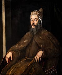Tintoretto, Porträt des Dogen Alvise Mocenigo, in den Gallerie dell’Accademia in Venedig, Italien